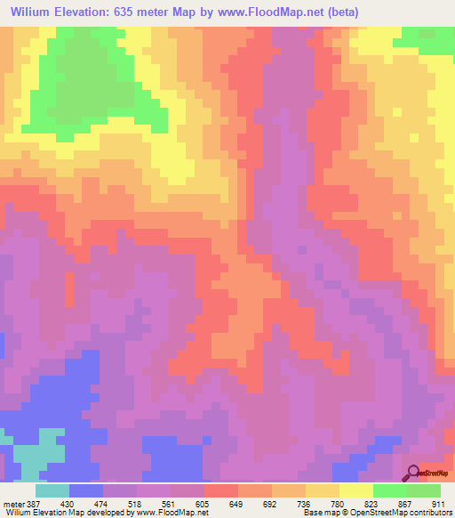 Wilium,Papua New Guinea Elevation Map