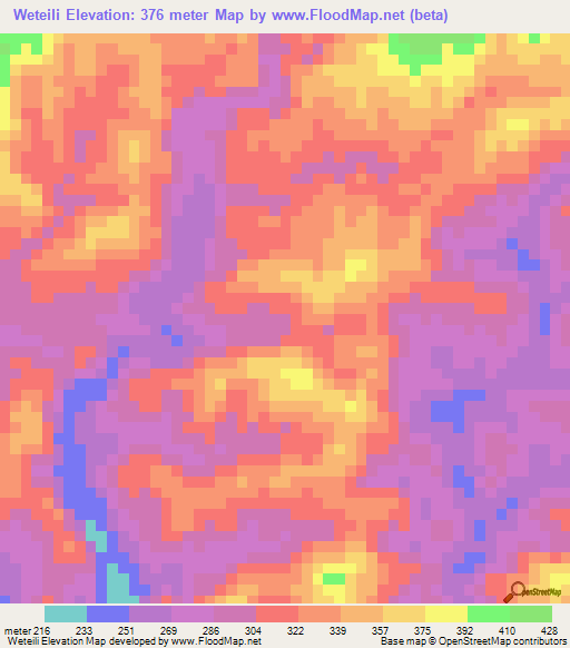 Weteili,Papua New Guinea Elevation Map