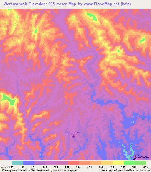 Weranyuwok,Papua New Guinea Elevation Map