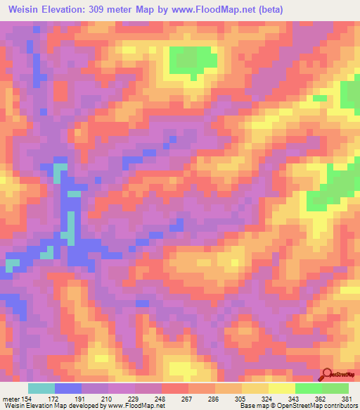 Weisin,Papua New Guinea Elevation Map