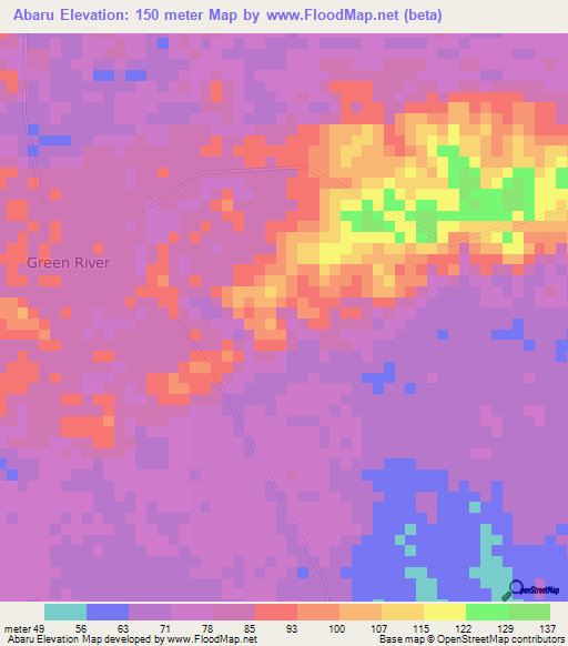 Abaru,Papua New Guinea Elevation Map