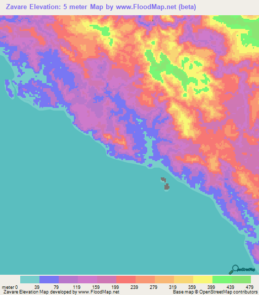 Zavare,Solomon Islands Elevation Map