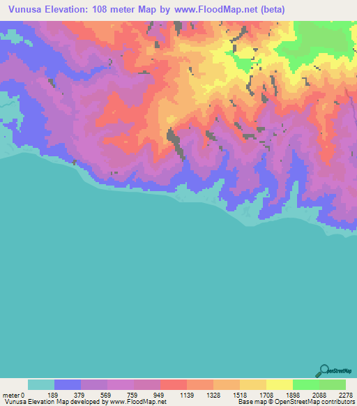 Vunusa,Solomon Islands Elevation Map