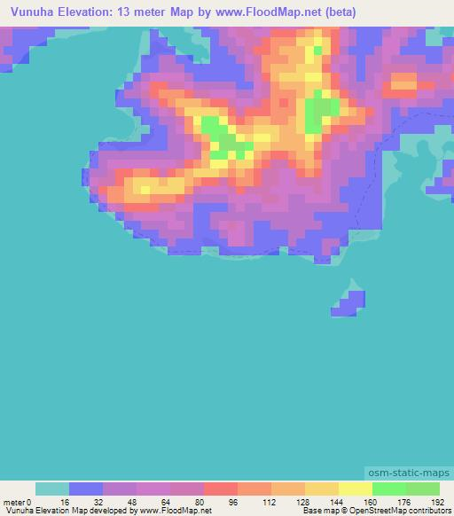 Vunuha,Solomon Islands Elevation Map