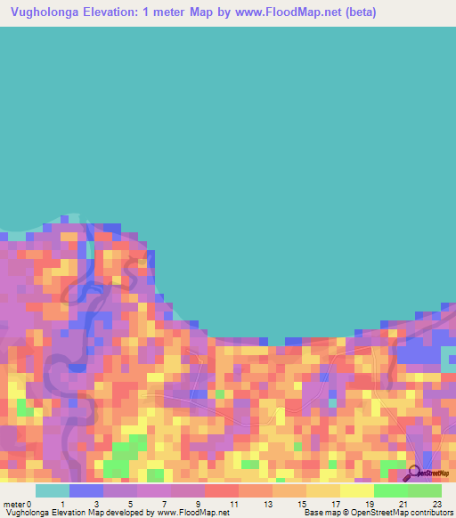 Vugholonga,Solomon Islands Elevation Map