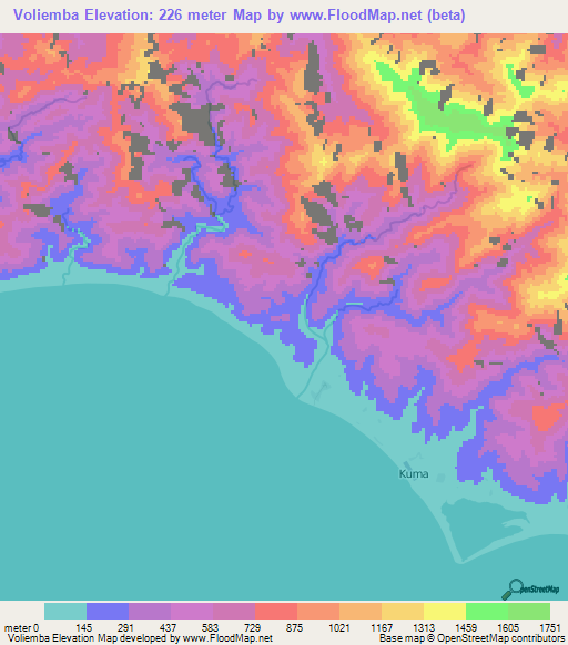 Voliemba,Solomon Islands Elevation Map