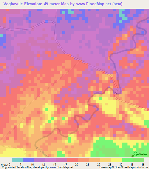 Voghavule,Solomon Islands Elevation Map