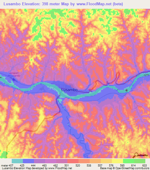 Lusambo,Congo (Kinshasa) Elevation Map