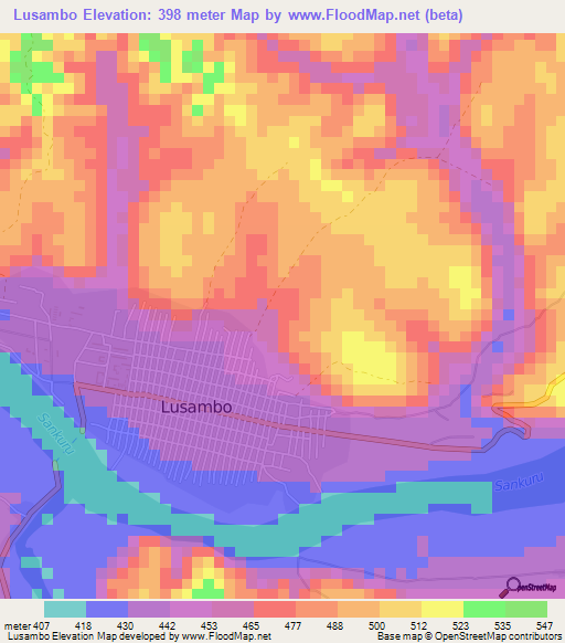 Lusambo,Congo (Kinshasa) Elevation Map