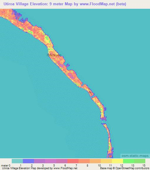 Utiroa Village,Kiribati Elevation Map