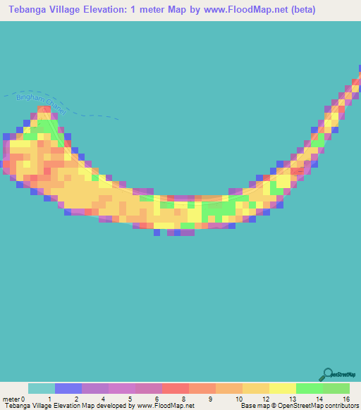 Tebanga Village,Kiribati Elevation Map