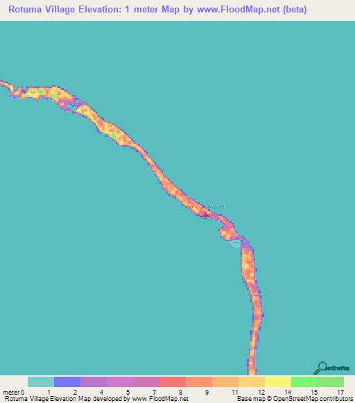 Rotuma Village,Kiribati Elevation Map