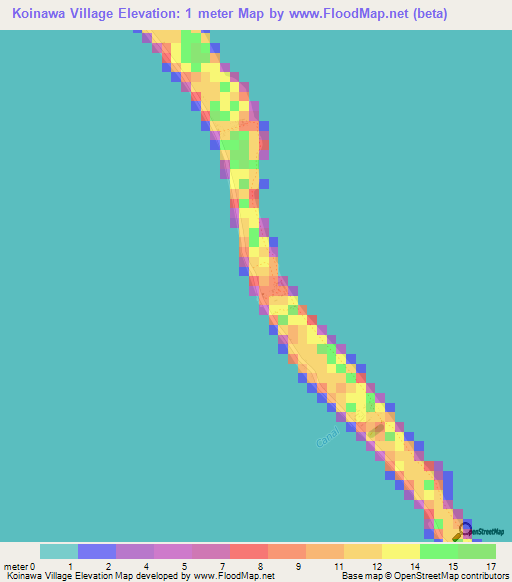 Koinawa Village,Kiribati Elevation Map