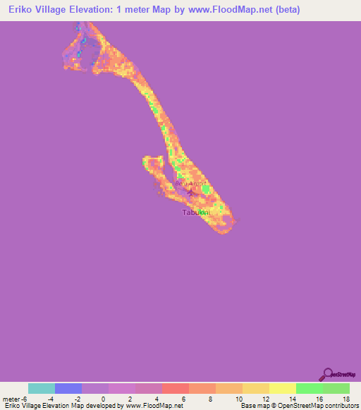 Eriko Village,Kiribati Elevation Map