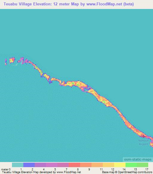 Teuabu Village,Kiribati Elevation Map