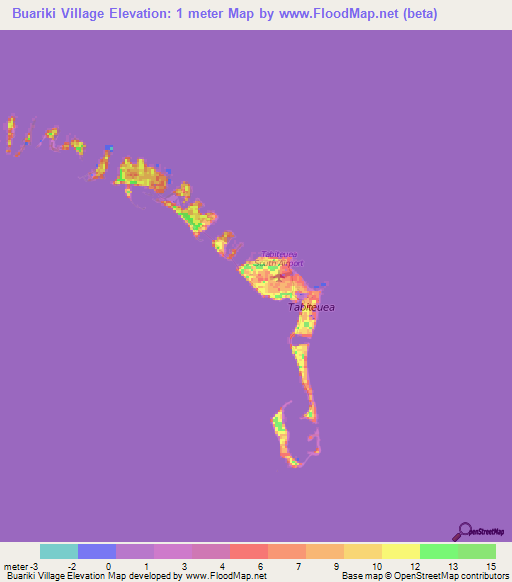 Buariki Village,Kiribati Elevation Map