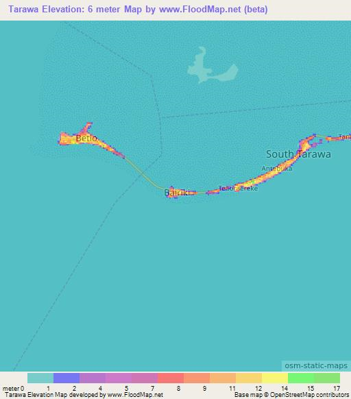 Tarawa,Kiribati Elevation Map