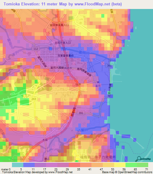 Tomioka,Japan Elevation Map