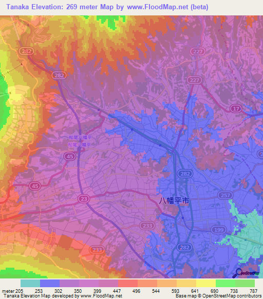 Elevation of Tanaka,Japan Elevation Map, Topography, Contour