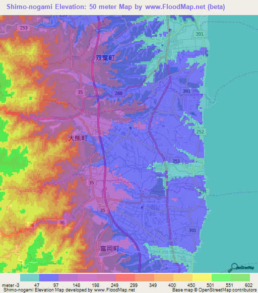 Shimo-nogami,Japan Elevation Map