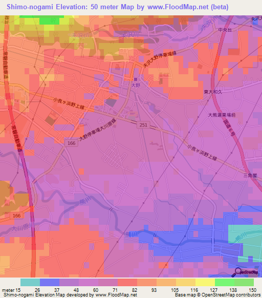 Shimo-nogami,Japan Elevation Map