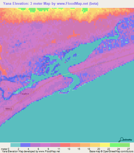 Yana,Russia Elevation Map