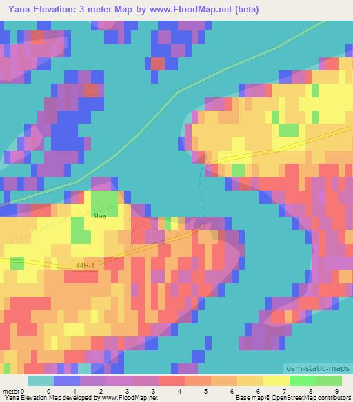 Yana,Russia Elevation Map