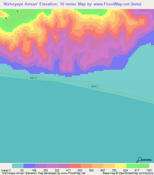 Nizhnyaya Arman',Russia Elevation Map