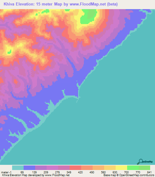 Khiva,Russia Elevation Map