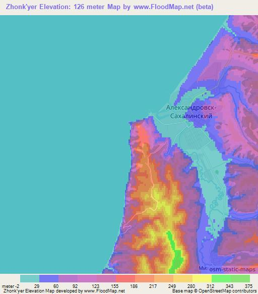 Zhonk'yer,Russia Elevation Map