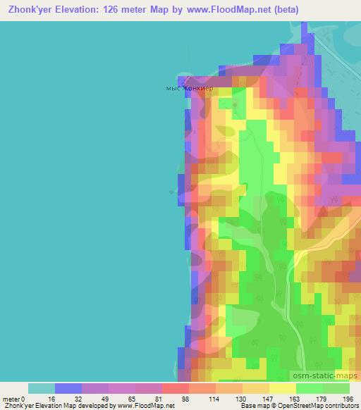 Zhonk'yer,Russia Elevation Map