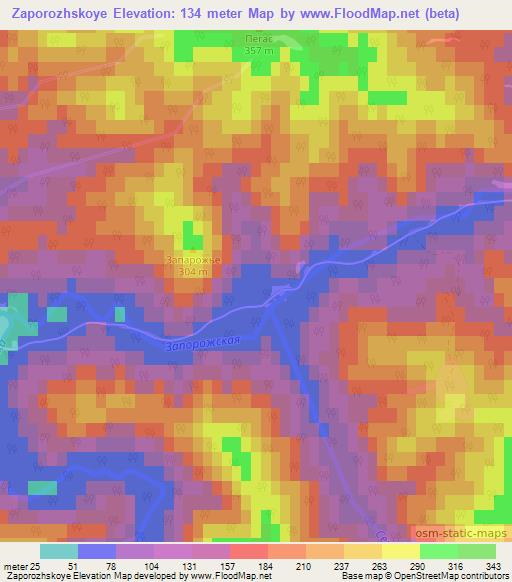 Zaporozhskoye,Russia Elevation Map