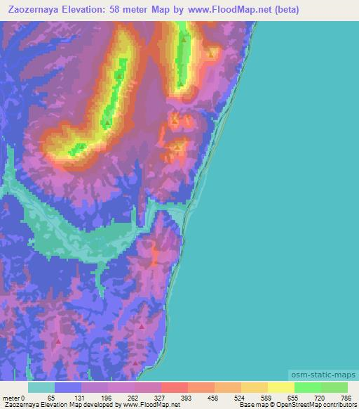 Zaozernaya,Russia Elevation Map