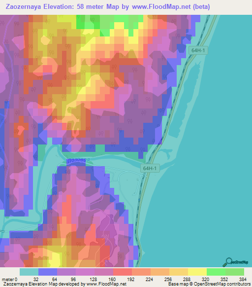 Zaozernaya,Russia Elevation Map