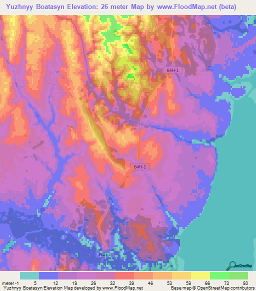 Yuzhnyy Boatasyn,Russia Elevation Map