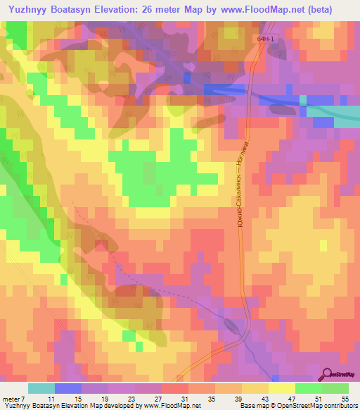 Yuzhnyy Boatasyn,Russia Elevation Map