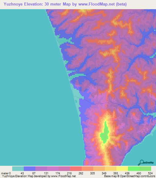 Yuzhnoye,Russia Elevation Map