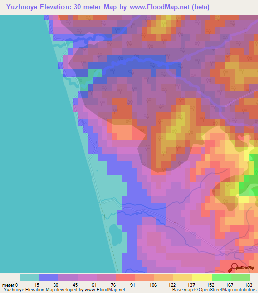 Yuzhnoye,Russia Elevation Map