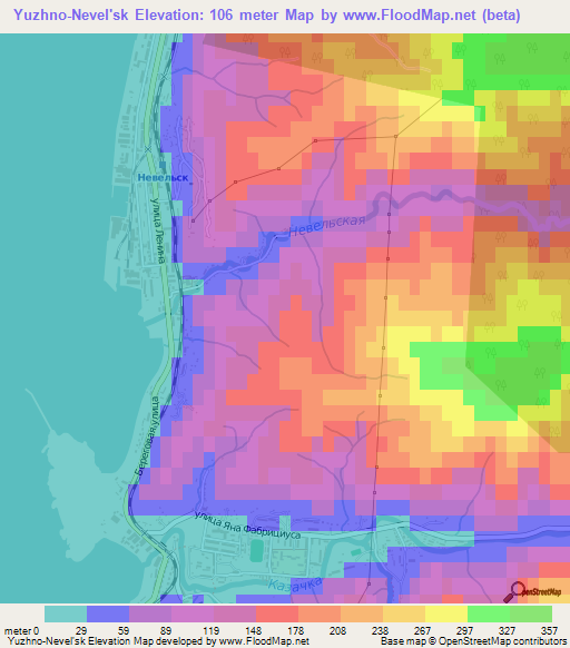 Yuzhno-Nevel'sk,Russia Elevation Map