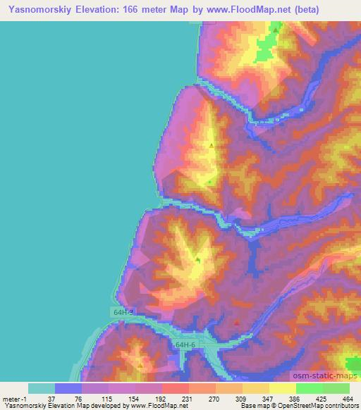 Yasnomorskiy,Russia Elevation Map