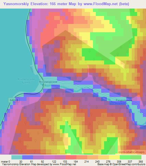 Yasnomorskiy,Russia Elevation Map