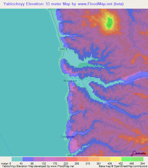 Yablochnyy,Russia Elevation Map