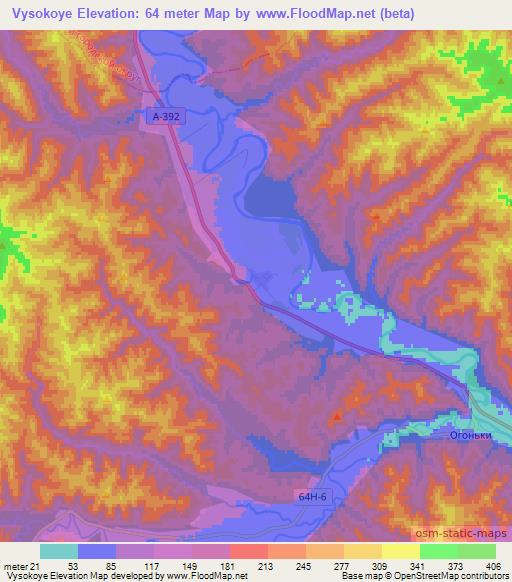 Vysokoye,Russia Elevation Map