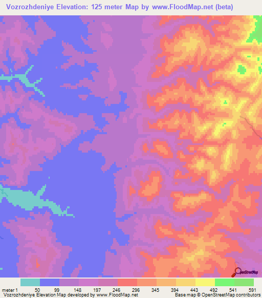 Vozrozhdeniye,Russia Elevation Map