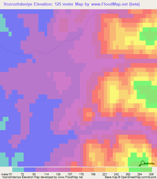 Vozrozhdeniye,Russia Elevation Map