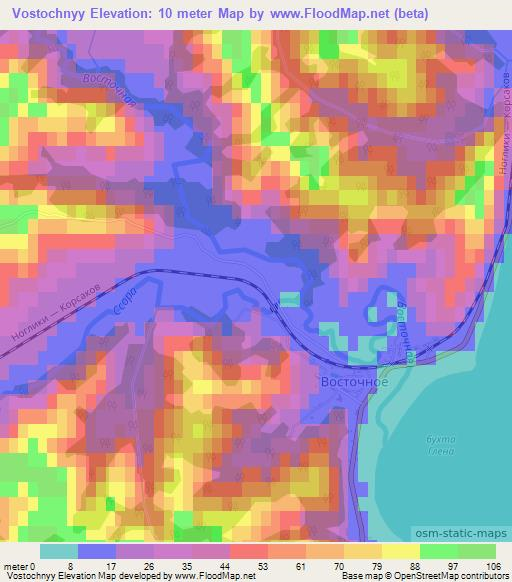 Vostochnyy,Russia Elevation Map