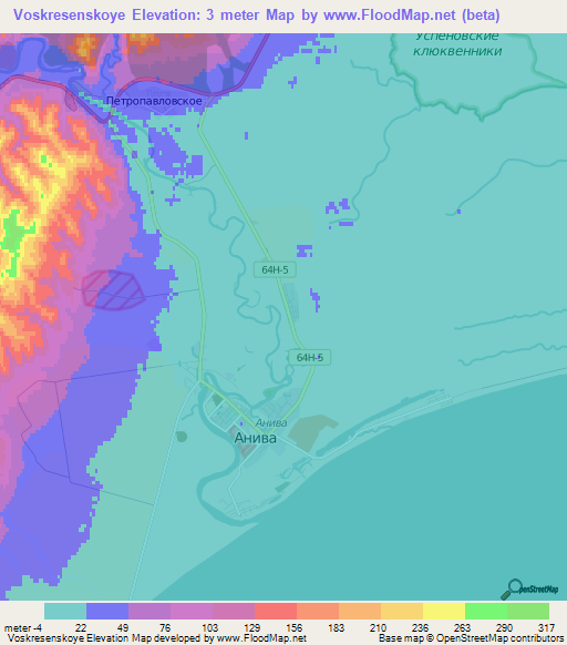 Voskresenskoye,Russia Elevation Map