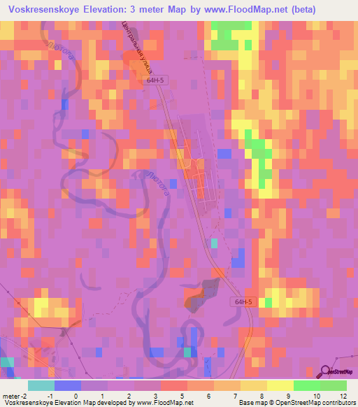 Voskresenskoye,Russia Elevation Map