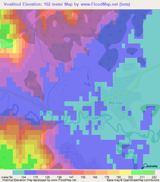 Voskhod,Russia Elevation Map