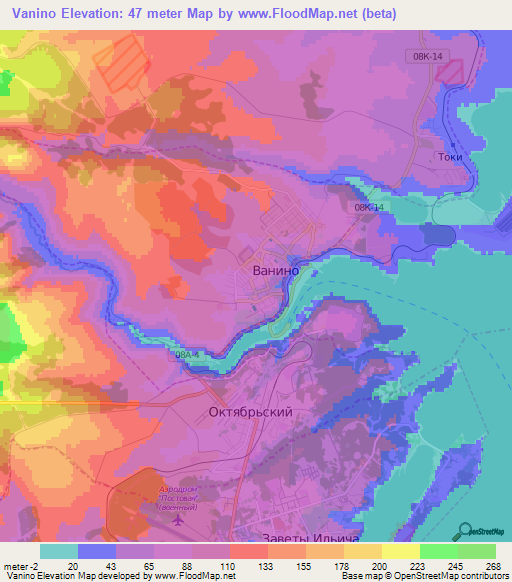 Vanino,Russia Elevation Map